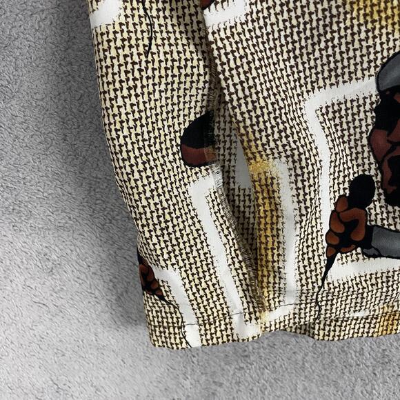 Seals Shirt Mens XL Brown Tan Rapper Hip Hop Print Button Front Camp Hawaiian - Picture 12 of 13